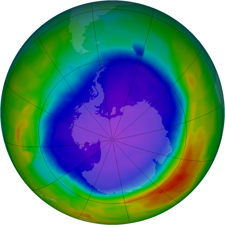 Antarctic ozone map for 30 September 2011